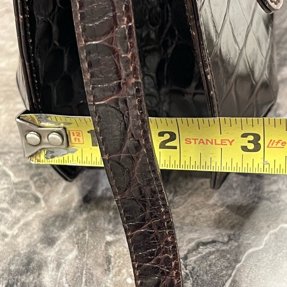 Salvatore Ferragamo Dark Brown Croc-Embossed Crossbody Bag - Picture 12 of 13